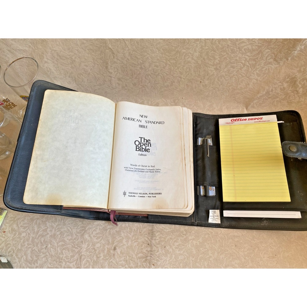 Vintage 1978 NASB The Open Bible Leather Zippered Case Lot Thomas Nelson